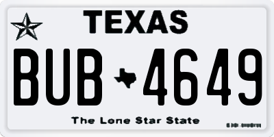 TX license plate BUB4649