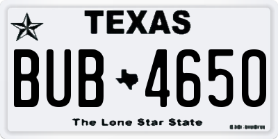 TX license plate BUB4650