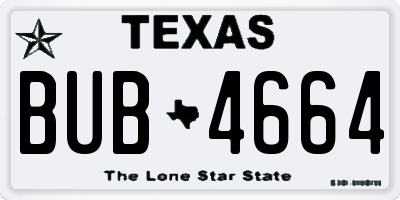 TX license plate BUB4664