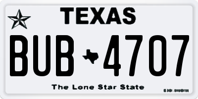 TX license plate BUB4707