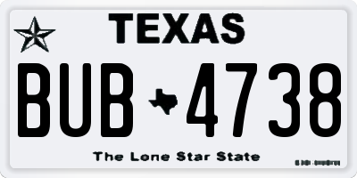 TX license plate BUB4738