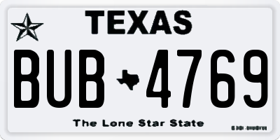 TX license plate BUB4769