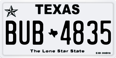 TX license plate BUB4835