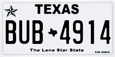 TX license plate BUB4914