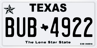 TX license plate BUB4922