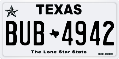 TX license plate BUB4942