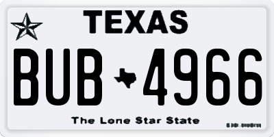 TX license plate BUB4966