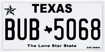 TX license plate BUB5068