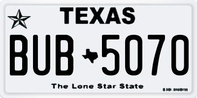 TX license plate BUB5070