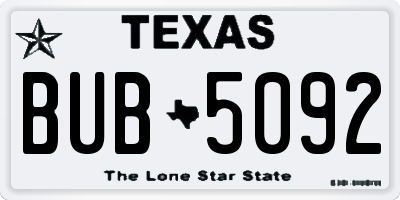 TX license plate BUB5092