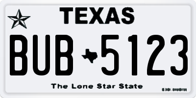 TX license plate BUB5123