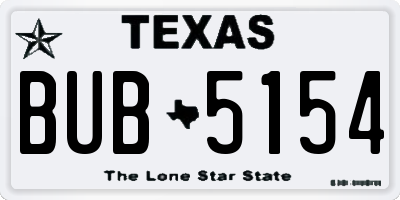 TX license plate BUB5154