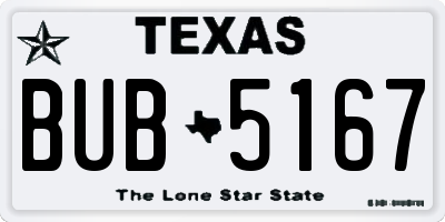TX license plate BUB5167