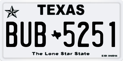 TX license plate BUB5251