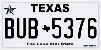 TX license plate BUB5376