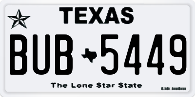 TX license plate BUB5449