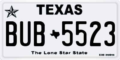 TX license plate BUB5523