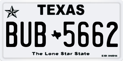 TX license plate BUB5662