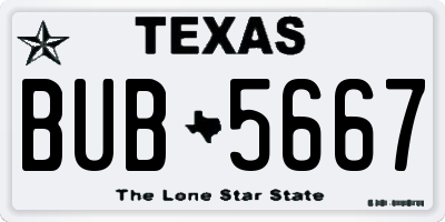 TX license plate BUB5667
