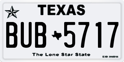 TX license plate BUB5717