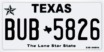 TX license plate BUB5826