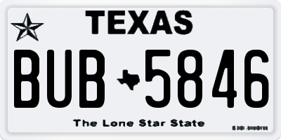 TX license plate BUB5846