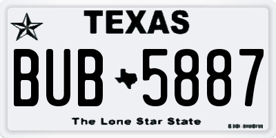 TX license plate BUB5887