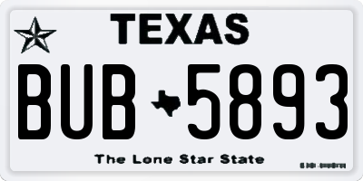 TX license plate BUB5893