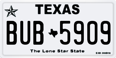 TX license plate BUB5909