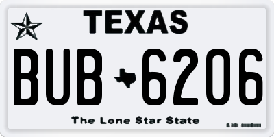 TX license plate BUB6206