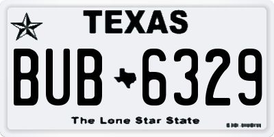 TX license plate BUB6329