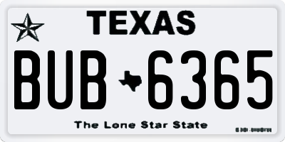 TX license plate BUB6365