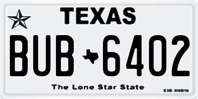 TX license plate BUB6402
