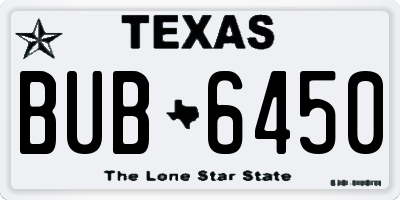 TX license plate BUB6450