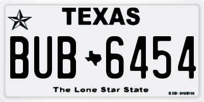 TX license plate BUB6454