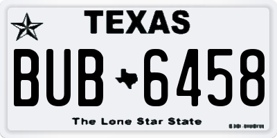 TX license plate BUB6458
