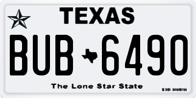 TX license plate BUB6490