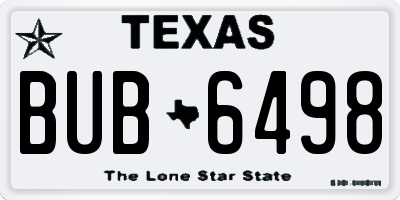TX license plate BUB6498