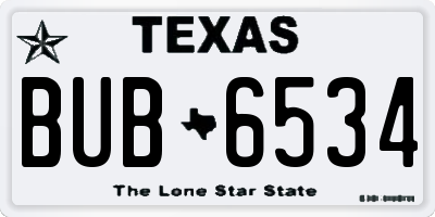 TX license plate BUB6534
