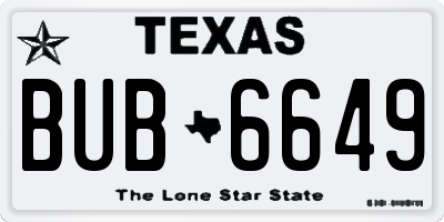 TX license plate BUB6649