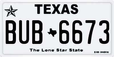 TX license plate BUB6673