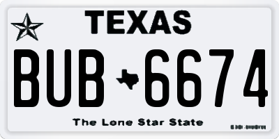 TX license plate BUB6674