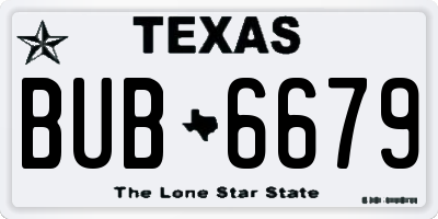 TX license plate BUB6679