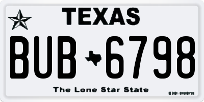 TX license plate BUB6798