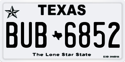 TX license plate BUB6852