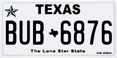 TX license plate BUB6876