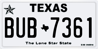 TX license plate BUB7361