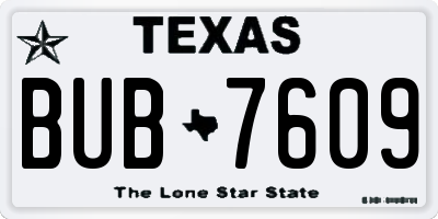 TX license plate BUB7609