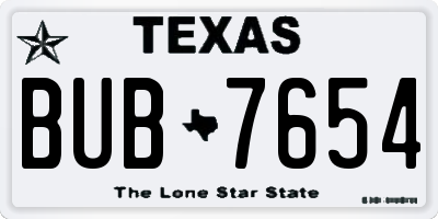 TX license plate BUB7654
