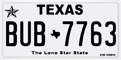 TX license plate BUB7763